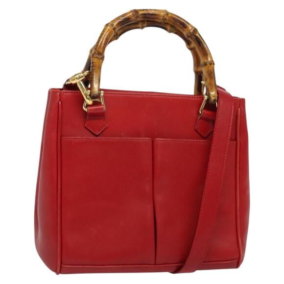 GUCCI Bamboo Web Sherry Line Hand Bag Leather Red Gold 000 122 000 122 - Picture 1 of 16